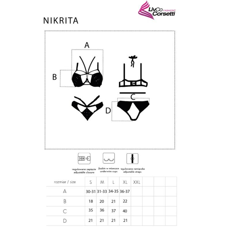 LIVCO CORSETTI SETS Nikrita Lc 90647 Soutien-Gorge + Culotte Noir M — vue arrière