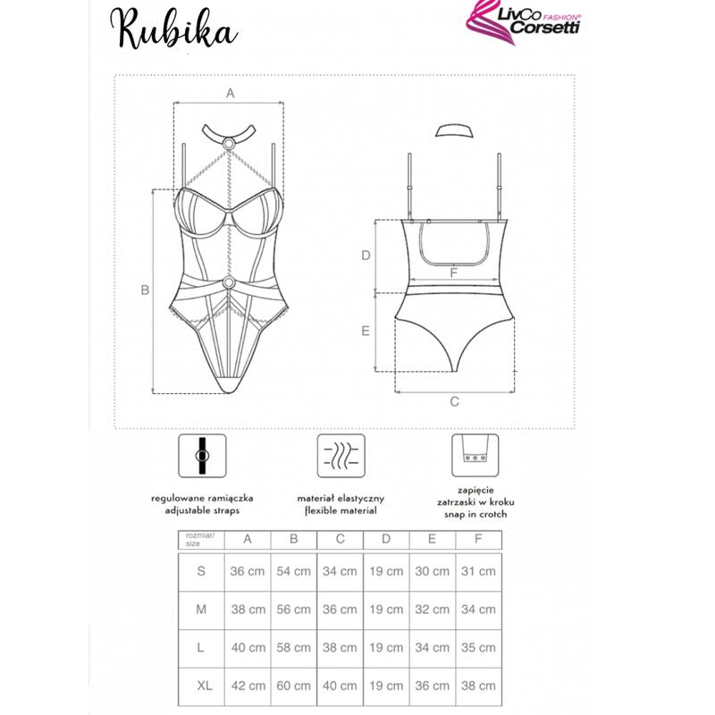 LIVCO CORSETTI BODIES Rubika Lc Xg079 Body Ras Cou Noir Xl — vue arrière