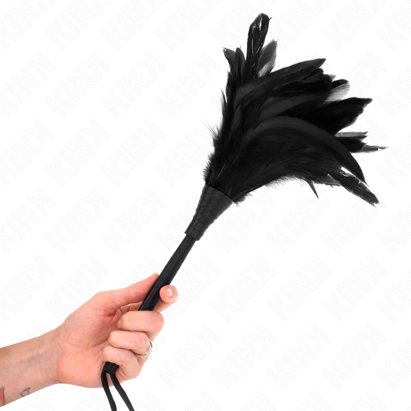 KINK IMPACT & TOUCH Plumes Poulet Tickle Forme Corne Noire 36 Cm - Aura Intime