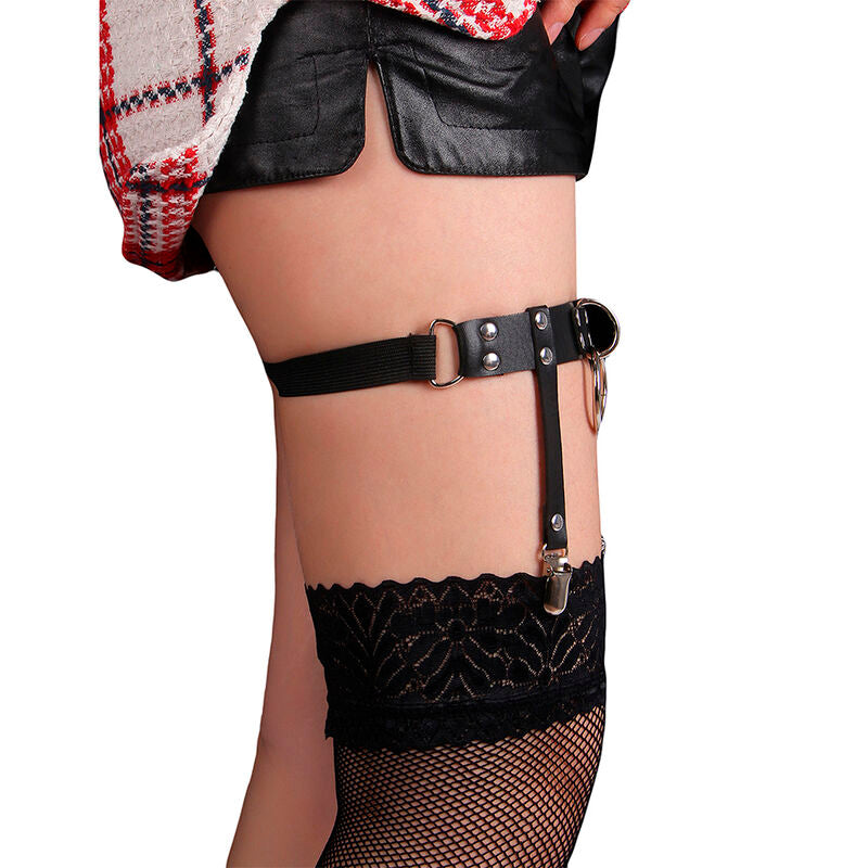 SUBBLIME FETISH 953744 Jarretelle Punk Cuir Ajustable Noir Taille Unique — vue alternative