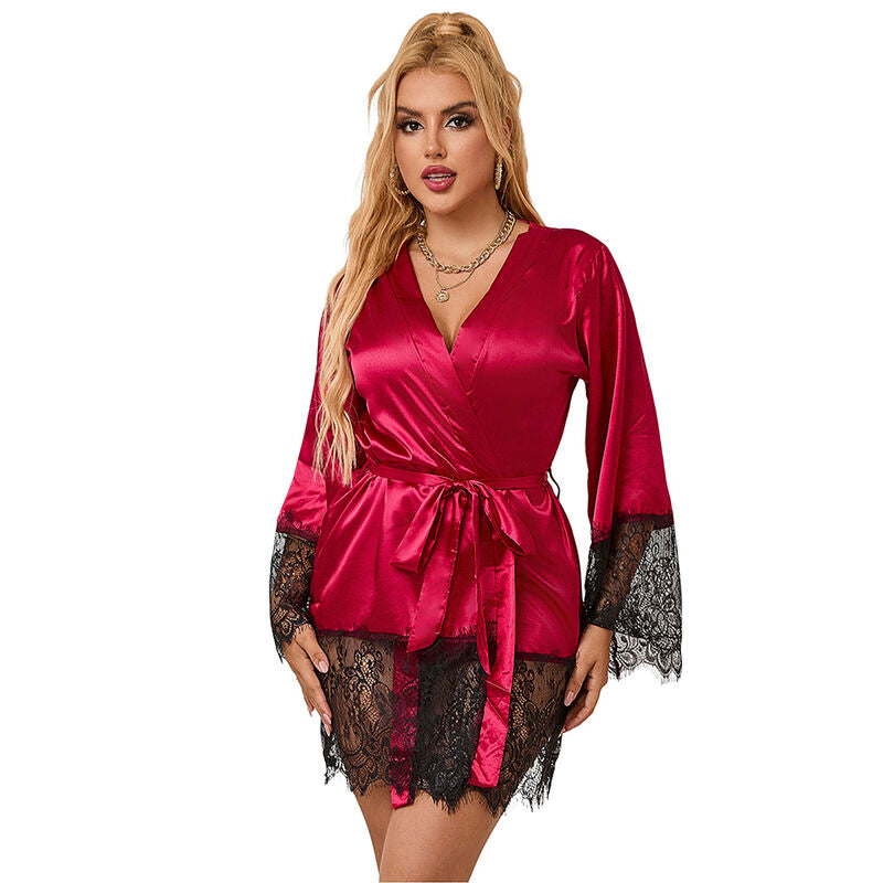 SUBBLIME SETS 953812 Pyjama Dentelle Élégant + String Rouge S/M - Aura Intime