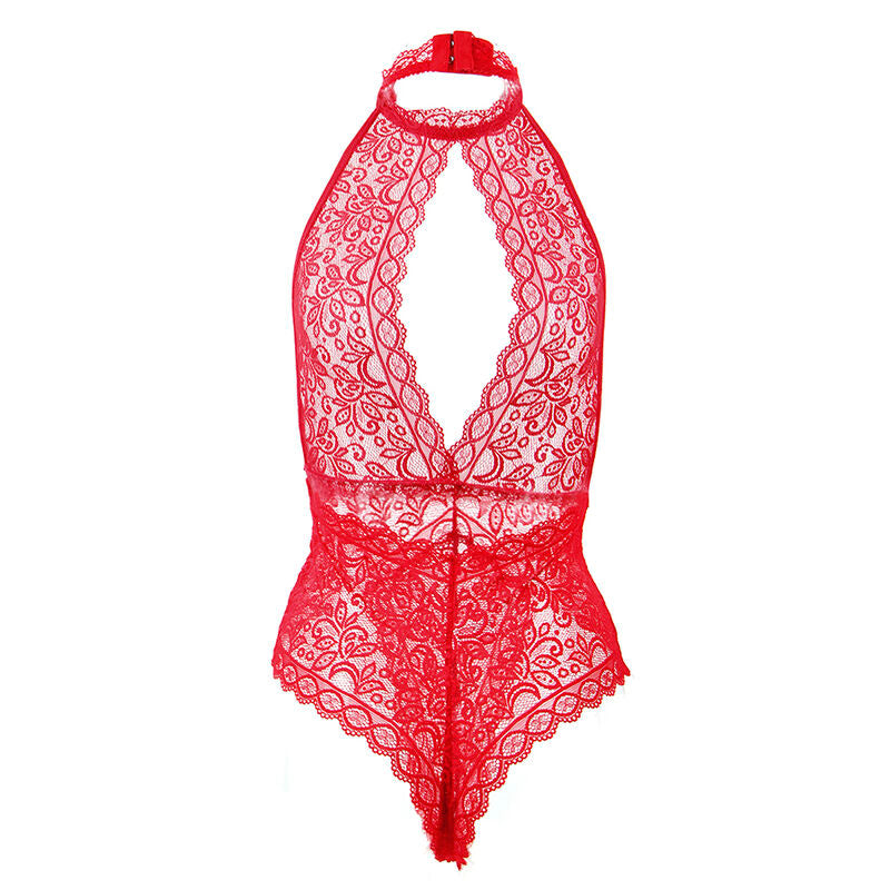 SUBBLIME BODYSTOCKINGS 953874 Body Coupe Ouverte Rouge S/M — accessoires inclus