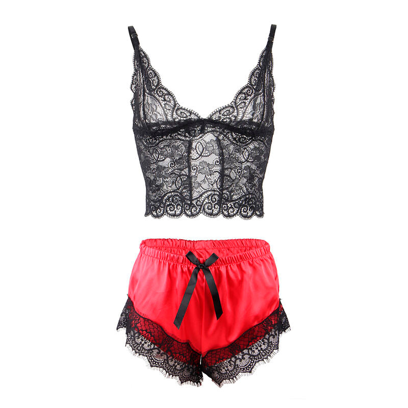 SUBBLIME SETS 953959 Chemise Nuit Décontractée Soie + Pantalon Dentelle... — accessoires inclus