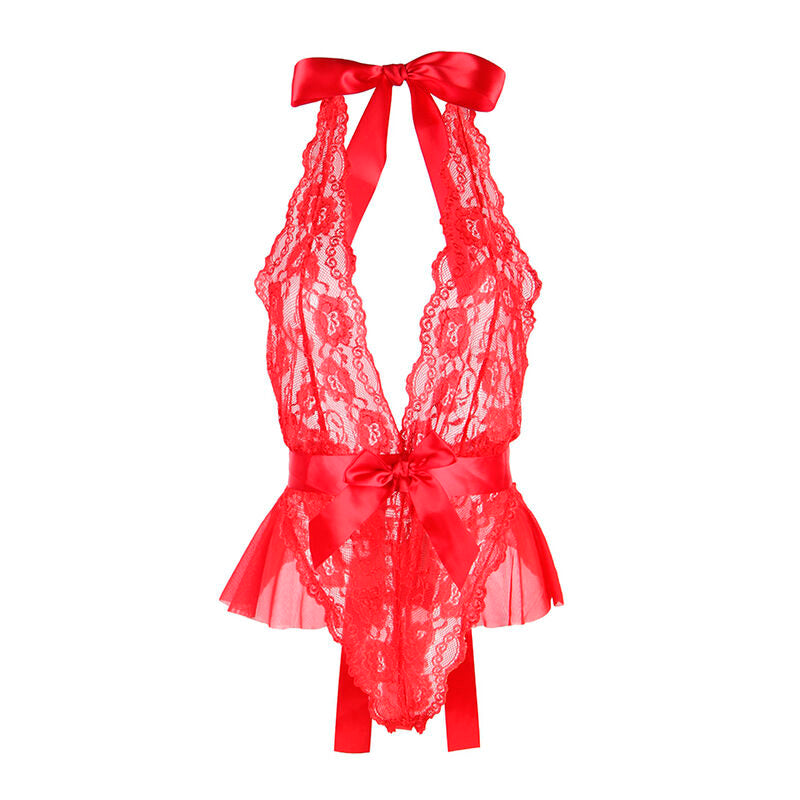 SUBBLIME BODIES 953973 Body Sexy A Volants + Ceinture Rouge S/M — accessoires inclus