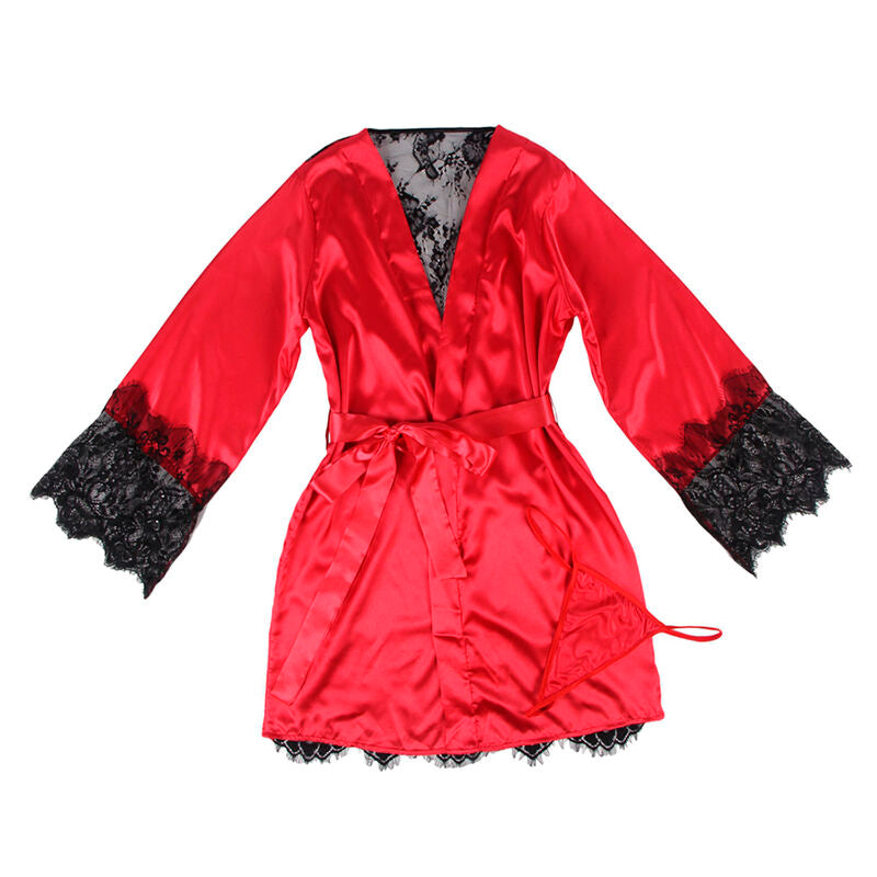 SUBBLIME SETS 954024 Caraco Dos Transparent Dentelle + String Rouge/Noi... — vue arrière