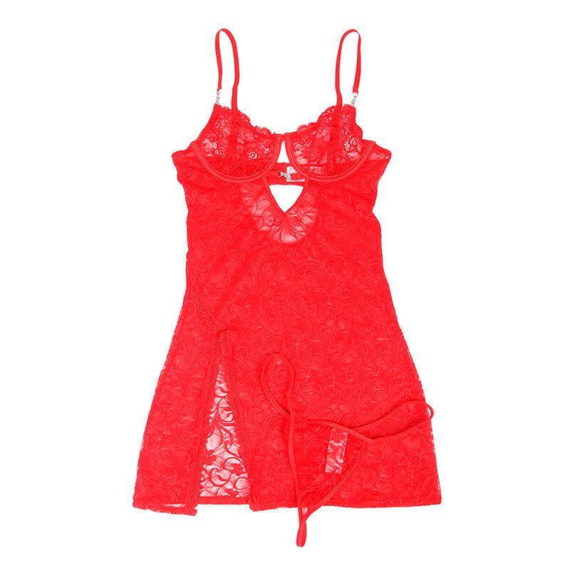 SUBBLIME BABYDOLLS 954208 Babydoll Dentelle À Bretelles Réglables Rouge S/M — vue arrière