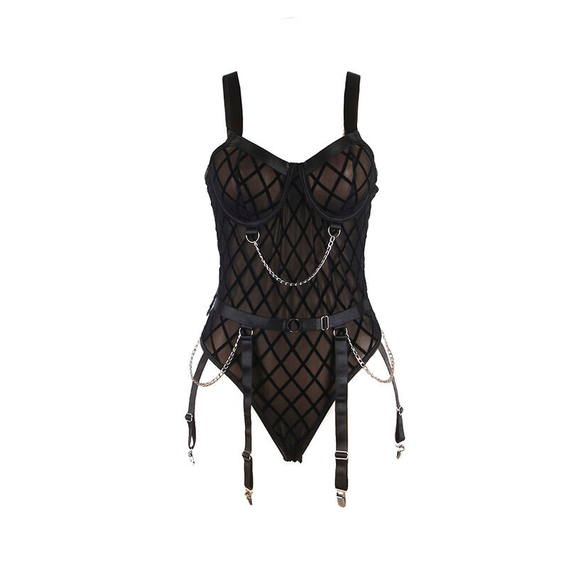 SUBBLIME BODIES 954260 Body Chaînes + Porte-Jarretelles Noir S/M — accessoires inclus