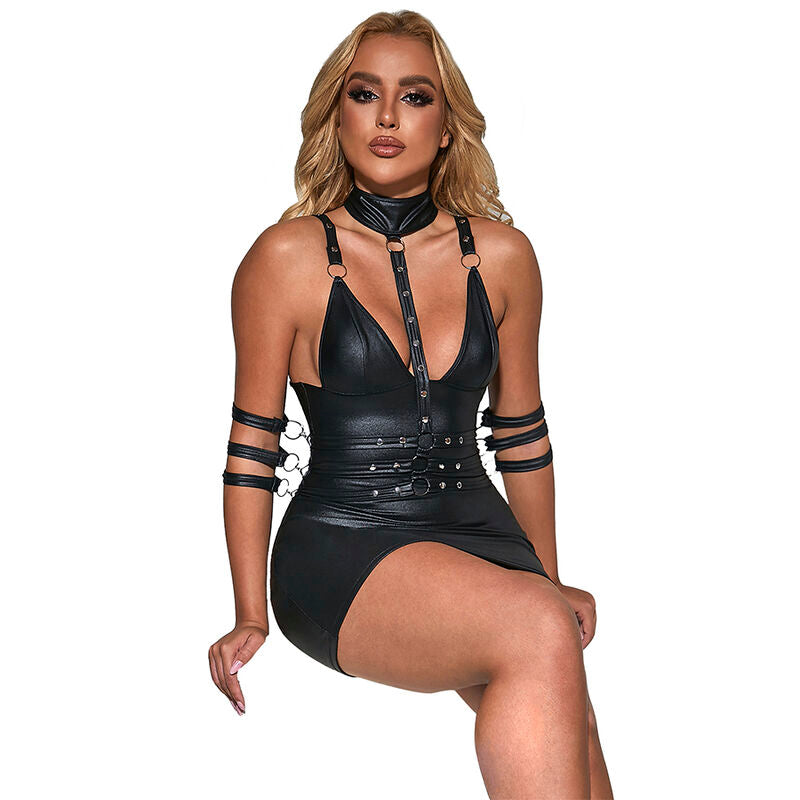 SUBBLIME DRESSES 954406 Robe Bondage Cuir Noir S/M — vue alternative