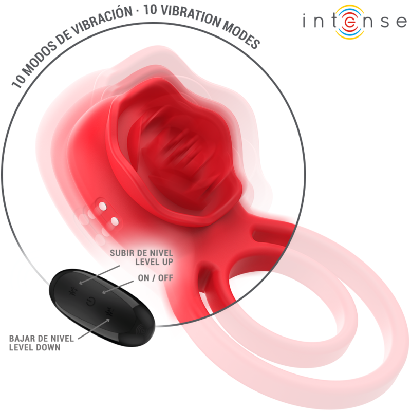 INTENSE REMOTE CONTROL Gail Stimulateur Rose 10 Vibrations Rouge Telecommande — vue détaillée