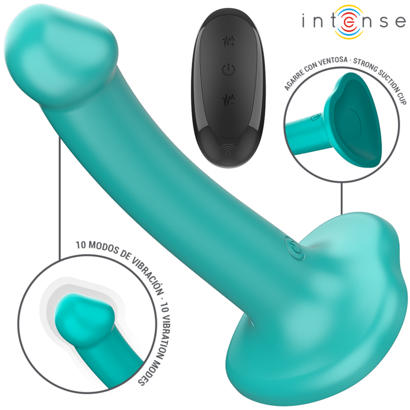 INTENSE REMOTE CONTROL Katie Vibrateur Ventouse 10 Vibrations Télécommande Bleue - Aura Intime