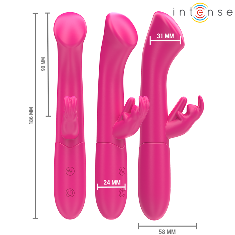 INTENSE HIGH TECH Julieta Vibrateur Rabbit 18,6 Cm 10 Vibrations Rose — vue détaillée
