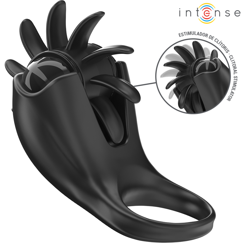 INTENSE - Mabel Anneau Vibrant 10 Vibrations Avec Stimulateur De Clitoris Noir
