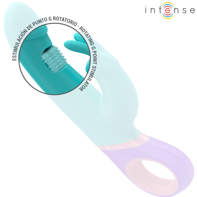 INTENSE HIGH TECH Monica Vibrateur Rabbit Stimulateur Point G Rotatif Bleu — vue arrière