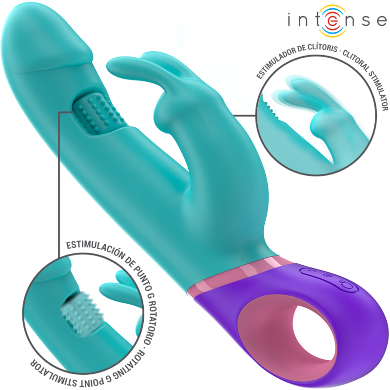 INTENSE HIGH TECH Monica Vibrateur Rabbit Stimulateur Point G Rotatif Bleu - Aura Intime