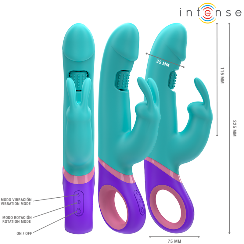 INTENSE HIGH TECH Monica Vibrateur Rabbit Stimulateur Point G Rotatif Bleu — vue détaillée