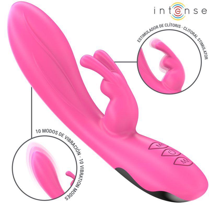 INTENSE HIGH TECH Randall Vibrateur Rabbit 10 Vibrations Rose - Aura Intime