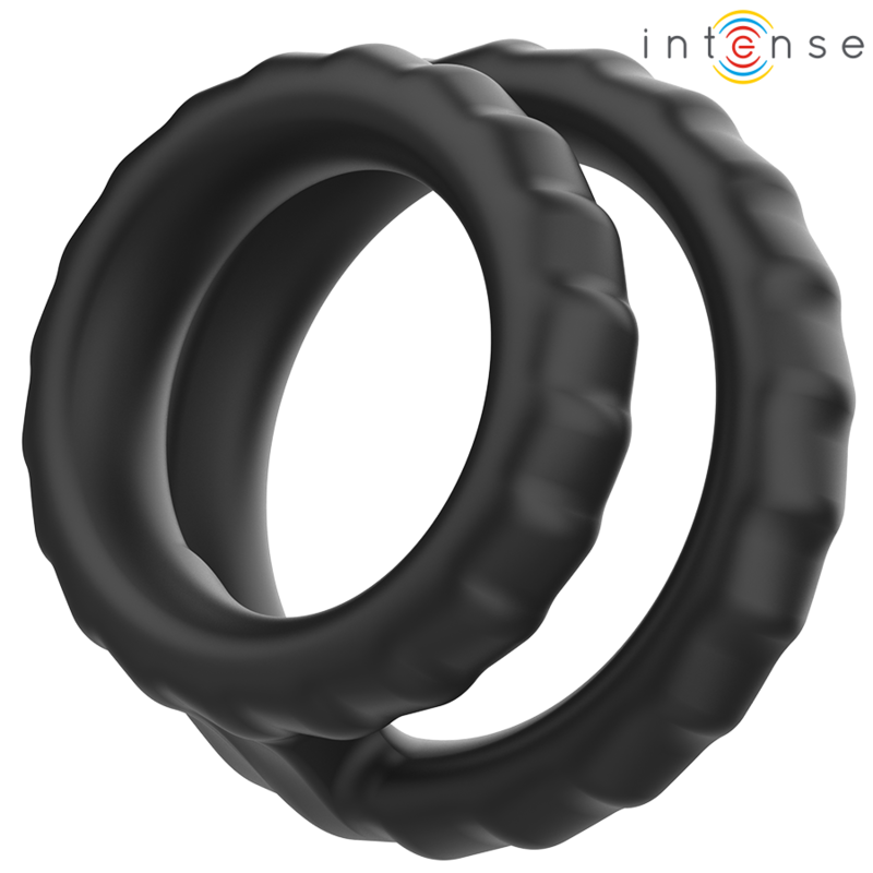 INTENSE FOR HIM DEWEY ANNEAU PÉNIS DOUBLE SILICONE NOIR MODÈLE 2 - Aura Intime