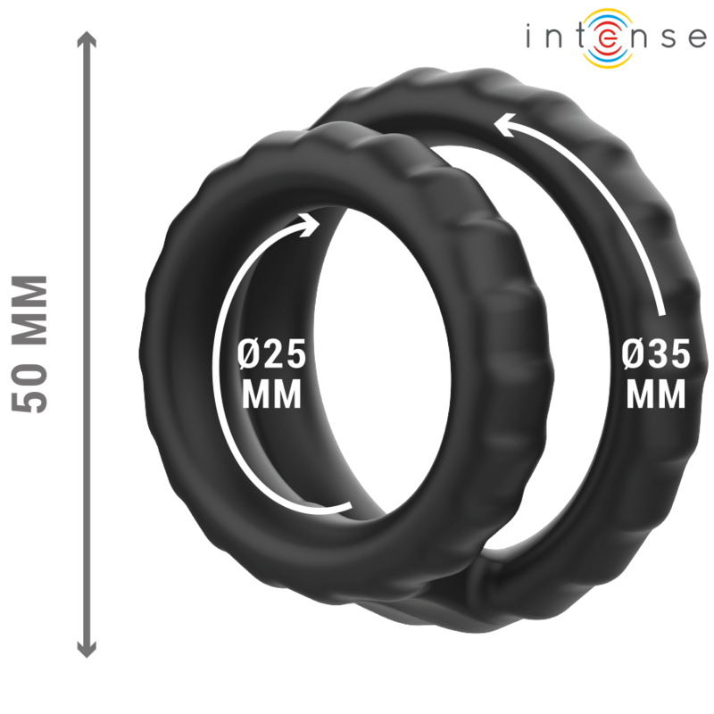 INTENSE FOR HIM DEWEY ANNEAU PÉNIS DOUBLE SILICONE NOIR MODÈLE 2 — vue alternative