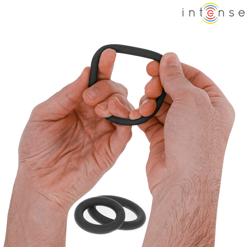 INTENSE FOR HIM HUGH 3 ANNEAUX PÉNIS BASIQUES SILICONE NOIRS — vue arrière
