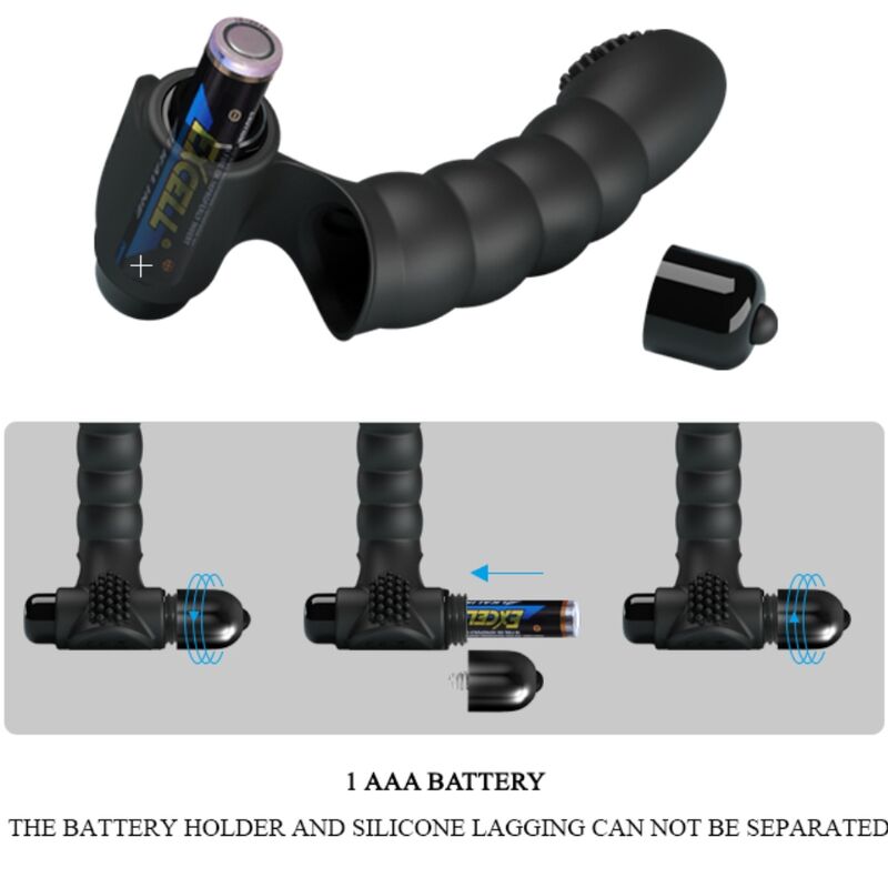 PRETTY LOVE Vibrateur Doigt Alexander 10 Vibrations Noir — accessoires inclus