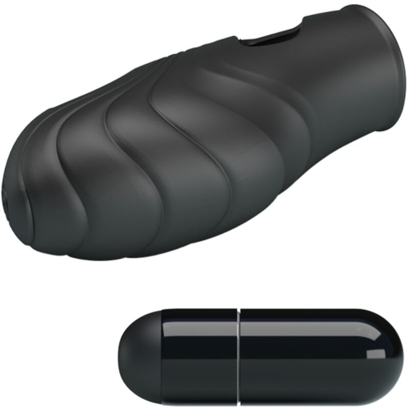 PRETTY LOVE Vibrateur Doigt Silicone Lich Noir — accessoires inclus