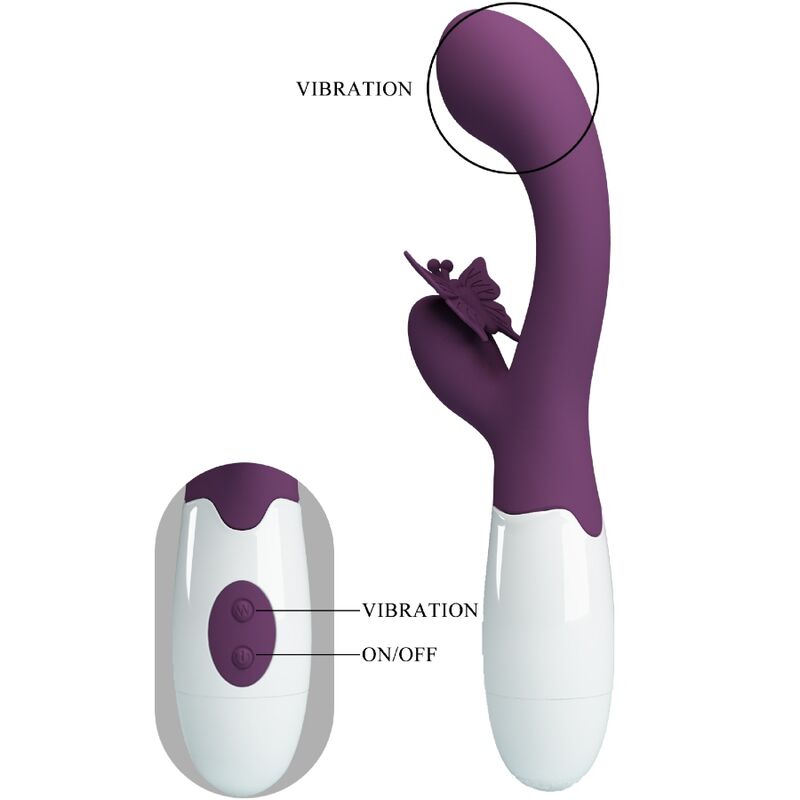 PRETTY LOVE FLIRTATION BUTTERFLY KISS VIBRATEUR RABBIT STIMULATEUR POINT G VIOLET — vue arrière