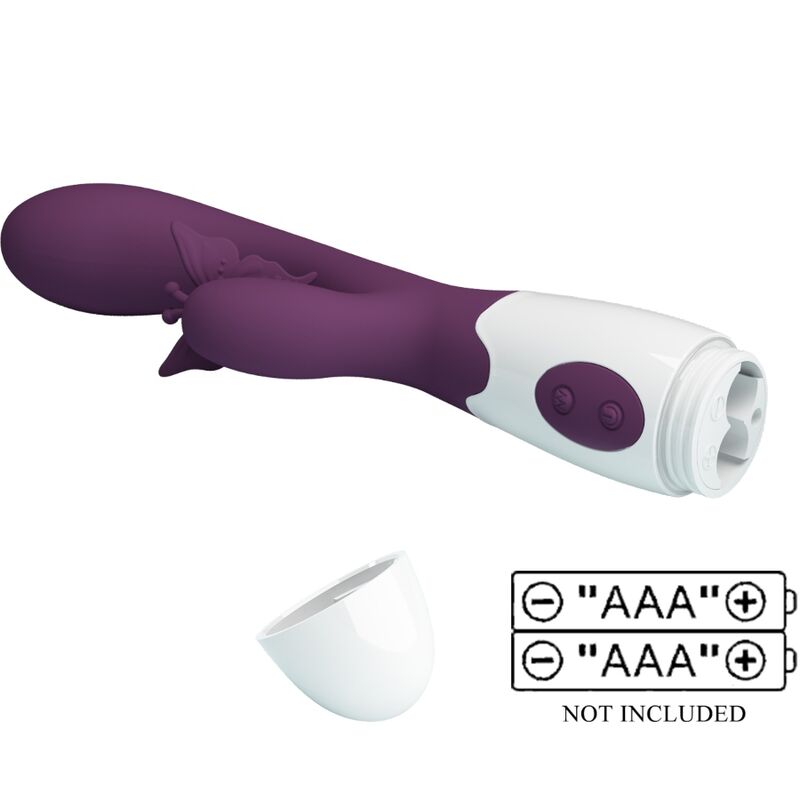 PRETTY LOVE FLIRTATION BUTTERFLY KISS VIBRATEUR RABBIT STIMULATEUR POINT G VIOLET — accessoires inclus