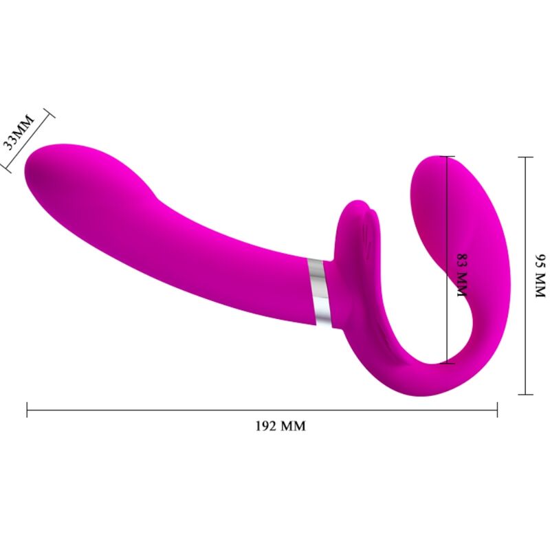 PRETTY LOVE VIBRATEUR DOUBLE STRAP-ON VALERIE 12 VIBRATIONS VIOLET — vue arrière