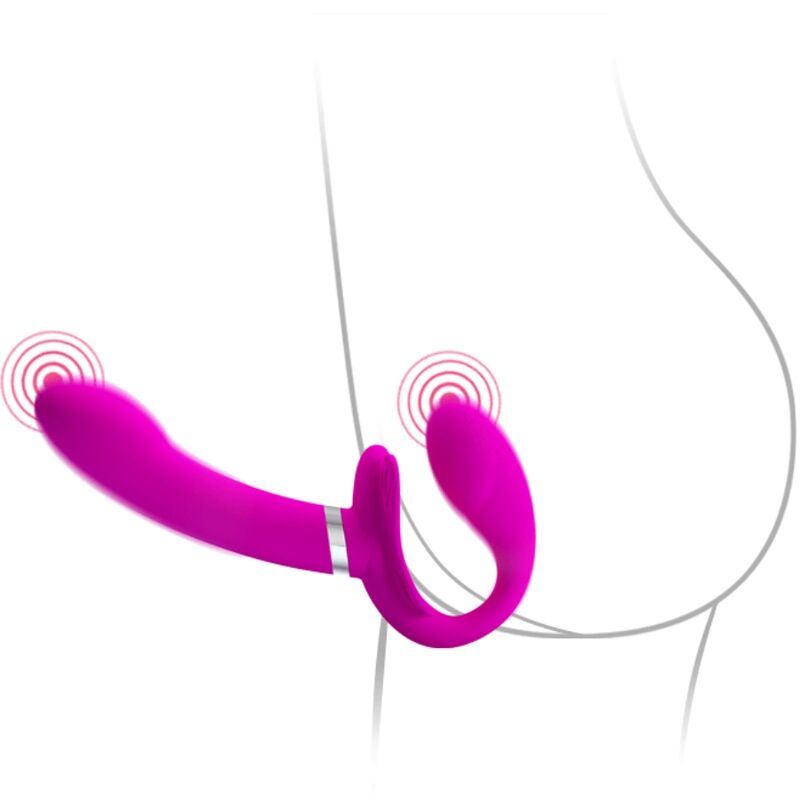 PRETTY LOVE VIBRATEUR DOUBLE STRAP-ON VALERIE 12 VIBRATIONS VIOLET — vue alternative