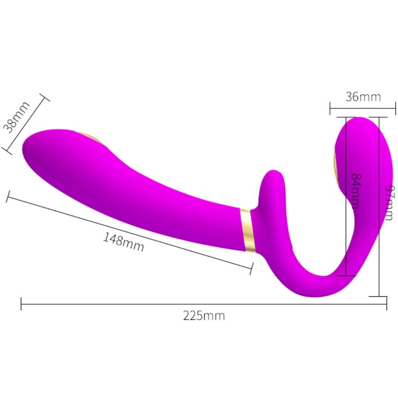 PRETTY LOVE Thunderbird Double Vibrateur Strap-On Télécommande Violet — vue arrière