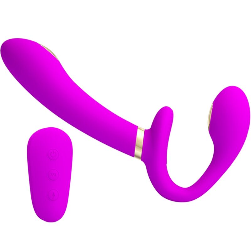 PRETTY LOVE Thunderbird Double Vibrateur Strap-On Télécommande Violet — vue détaillée