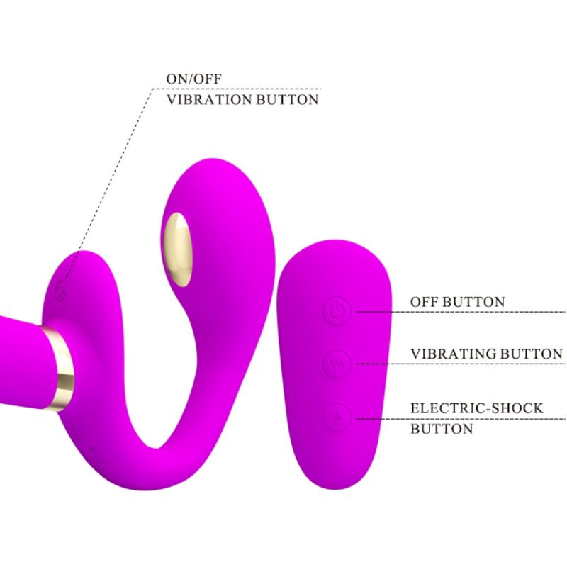 PRETTY LOVE Thunderbird Double Vibrateur Strap-On Télécommande Violet — accessoires inclus
