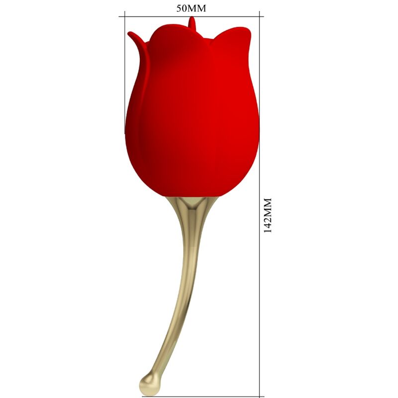 PRETTY LOVE Rose Lover Stimulateur Clitoris Rose 12 Vibrations Rouge — vue arrière