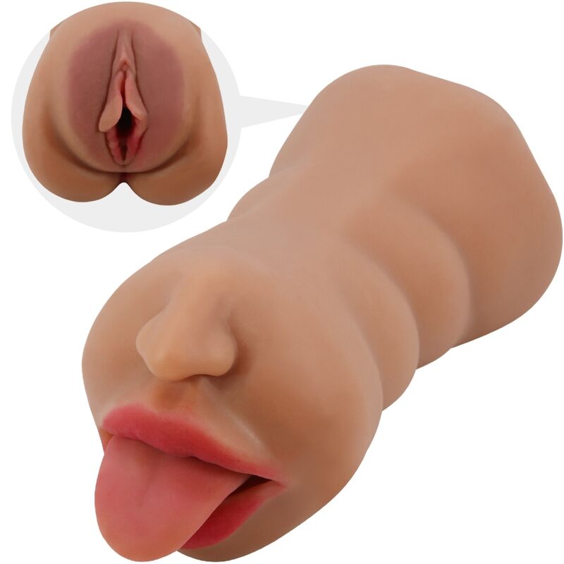 CRAZY BULL Sarah Double Masturbateur Bouche & Vagin Chair - Aura Intime