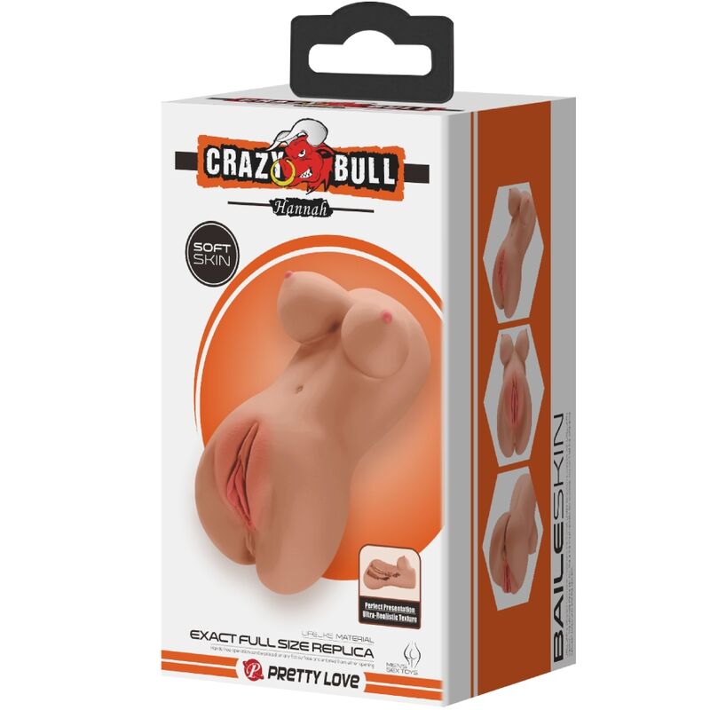 CRAZY BULL Hannah Double Masturbateur Vagin & Anus Mulâtre Réaliste — accessoires inclus