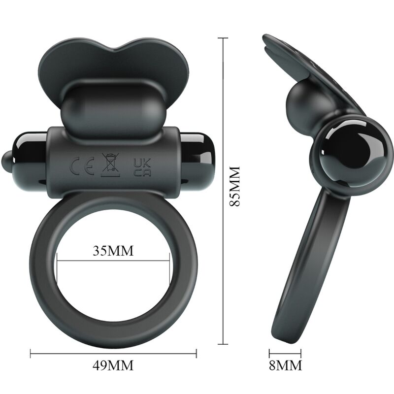 PRETTY LOVE - Bague Vibrante Debonaire Lapin 10 Vibrations Noire