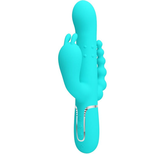 PRETTY LOVE Cammy 4 1 Vibrateur Multifonction Tripple Rabbit Bleu - Aura Intime
