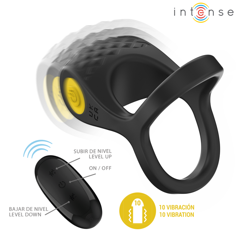 INTENSE FOR HIM ALEX VIBRATEUR DOUBLE ANNEAU PÉNIS 10 VIBRATIONS NOIR — vue alternative