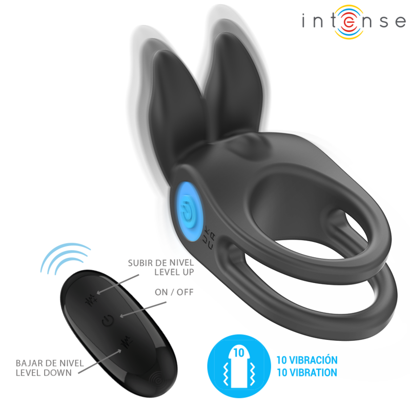 INTENSE FOR HIM SAM VIBRATEUR DOUBLE ANNEAU PÉNIS 10 VIBRATIONS NOIR — vue alternative