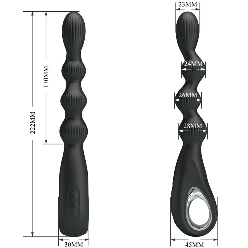 PRETTY LOVE Vibrateur Anal Federer 12 Vibrations Noir — vue arrière