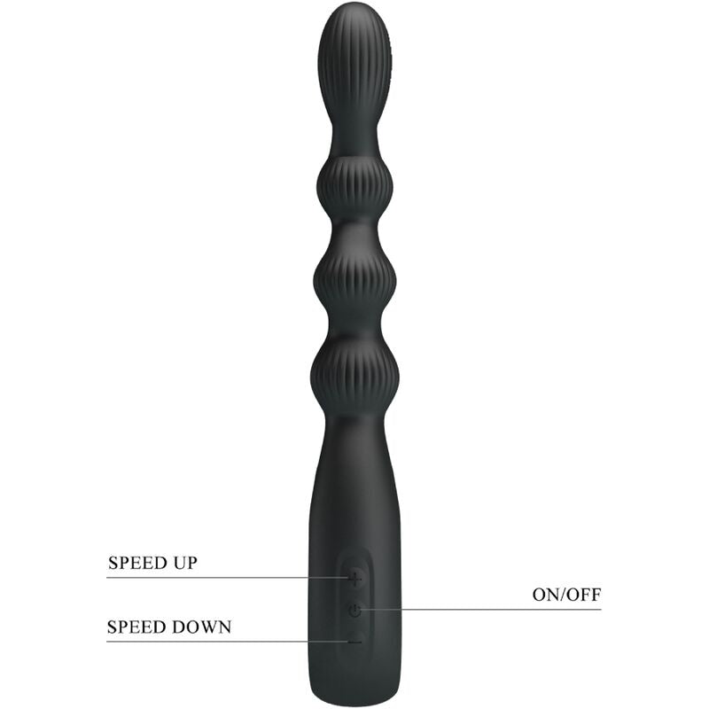 PRETTY LOVE Vibrateur Anal Federer 12 Vibrations Noir — accessoires inclus
