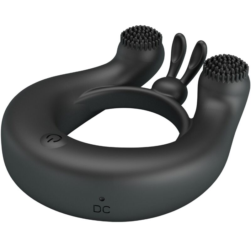 PRETTY LOVE - Dahlia Vibrating Ring + Clitoral Stimulator 12 Vibrations Black