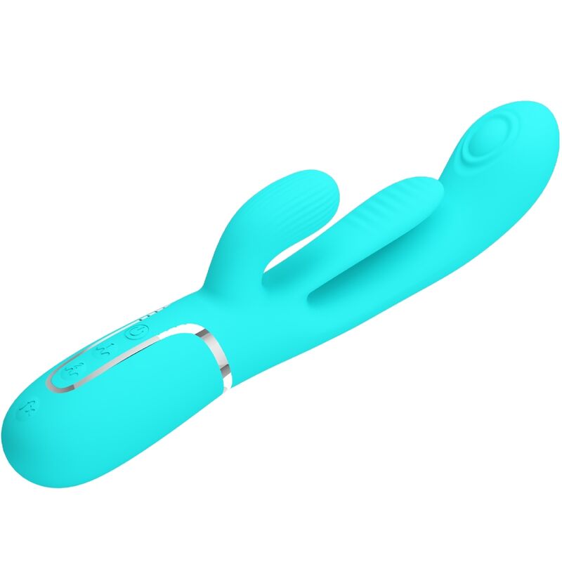 PRETTY LOVE PARTY UP Shania Triple Rabbit Vibrateur Multifonction 3 1 Bleu — accessoires inclus