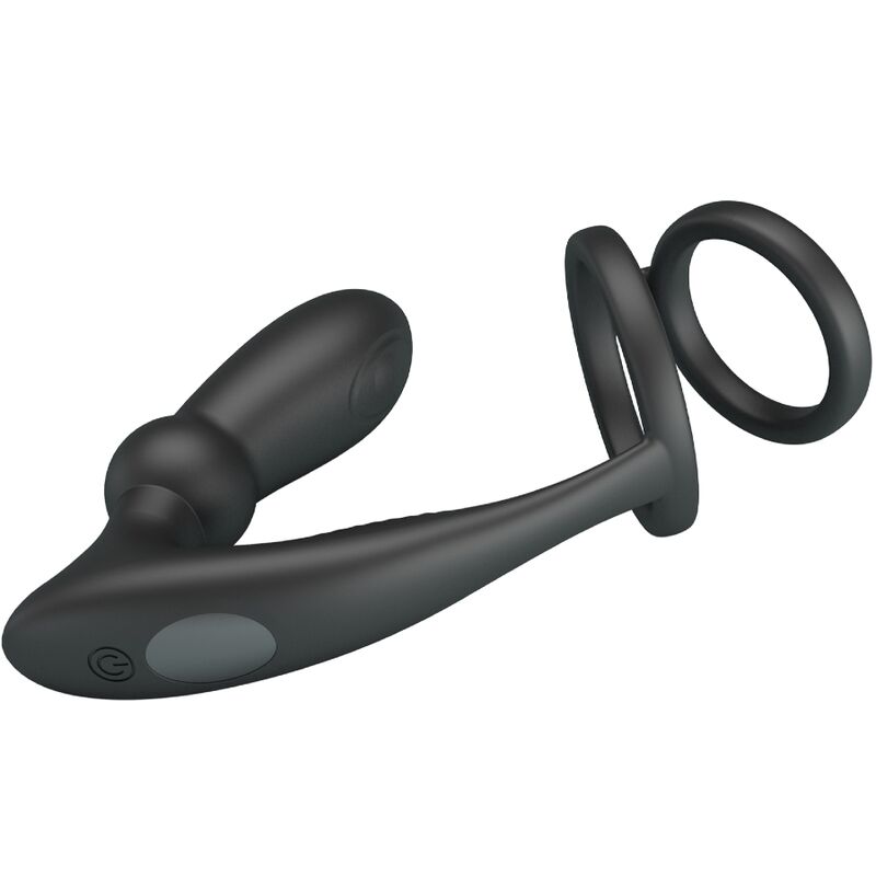 PRETTY LOVE ANNEAU PÉNIS EMONI + PLUG ANAL 12 VIBRATIONS NOIR — vue arrière