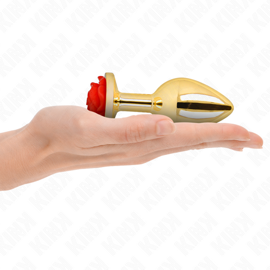 KINK PLEASURE PLUGS Plug Anal Or Rose Rouge Taille L - Aura Intime