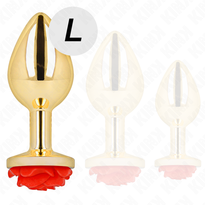 KINK PLEASURE PLUGS Plug Anal Or Rose Rouge Taille L — vue détaillée