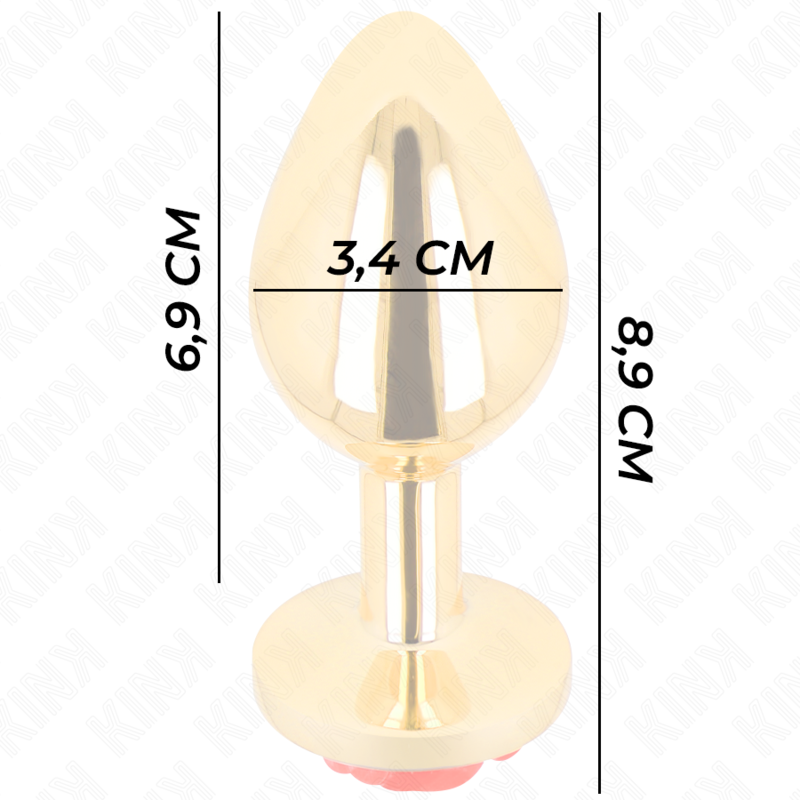 KINK PLEASURE PLUGS Plug Anal Or Rose Rouge Taille M — vue arrière