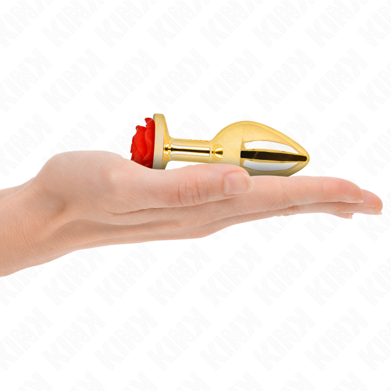 KINK PLEASURE PLUGS Plug Anal Or Rose Rouge Taille M - Aura Intime