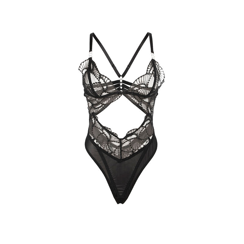 SUBBLIME BODIES 955229 Body Transparent Dentelle Creuse Noir L/Xl — accessoires inclus
