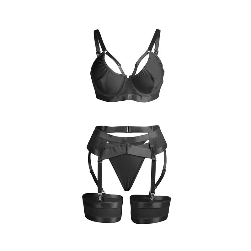 SUBBLIME SETS 955243 Ensemble Soutien-Gorge Bondage Noir Jarretelle L/Xl — vue arrière